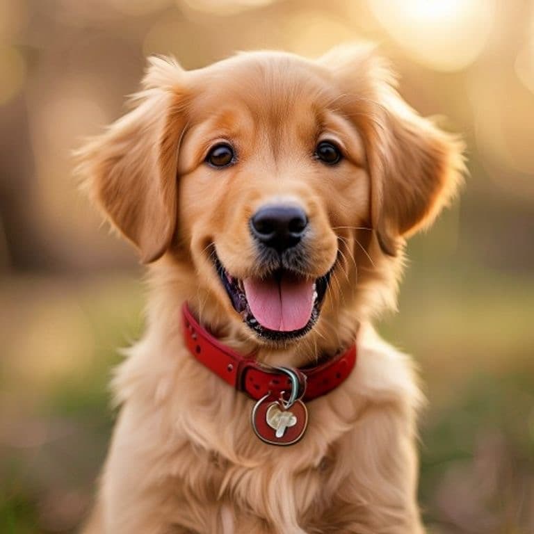 Max — a friendly golden retriever wearing a red collar